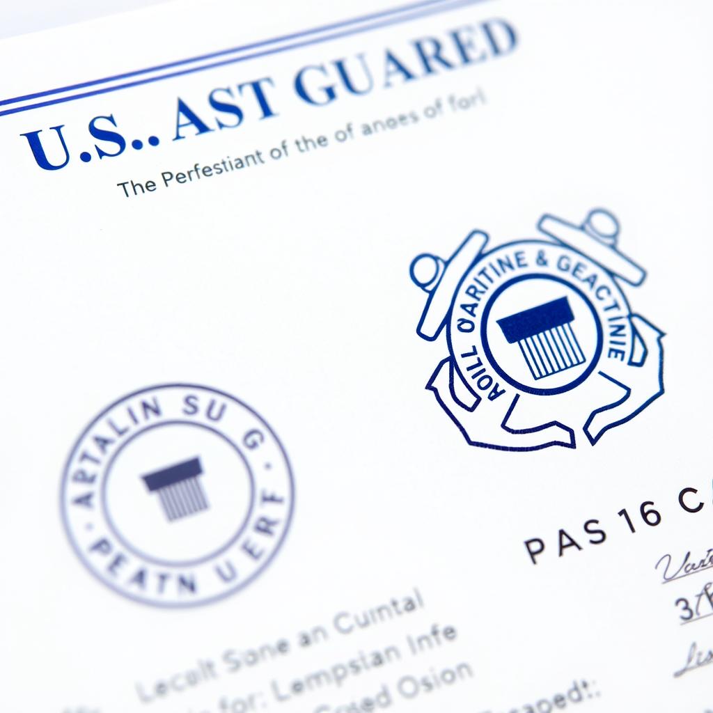 Captain's license document with official USCG seal