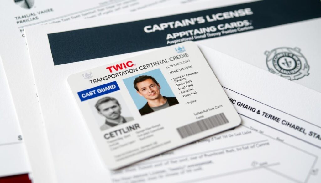 TWIC card and application materials for captain's license