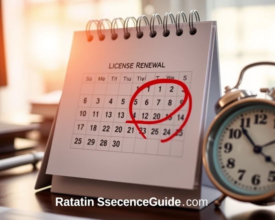 calendar marked with license renewal deadline