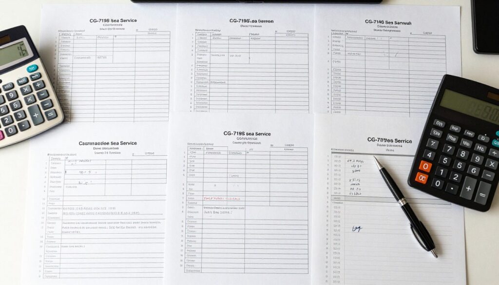 Captain license renewal sea service documentation with CG-719S forms for South Carolina mariners