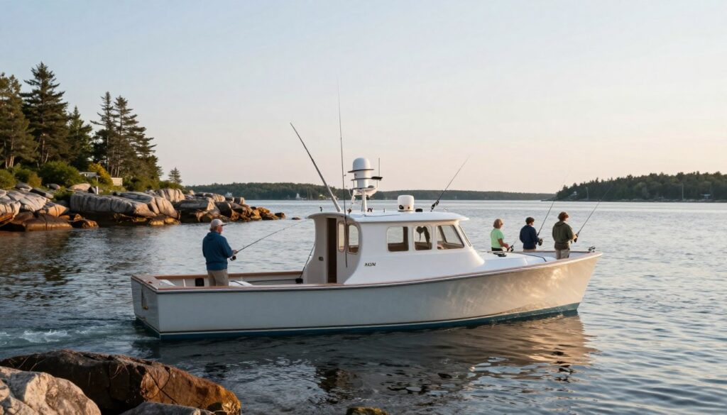 Maine charter fishing vessel operating in coastal waters with proper licensing