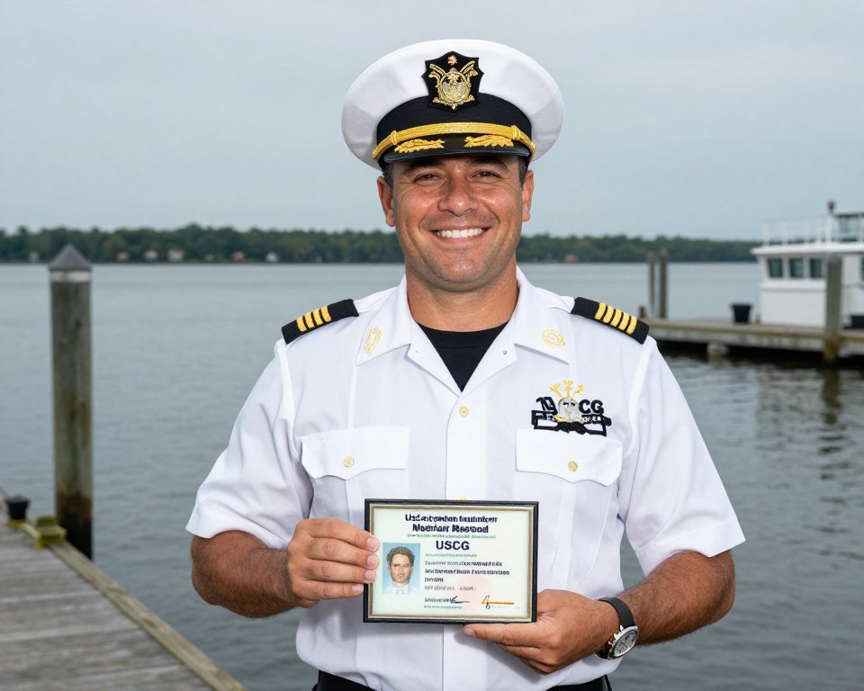 Newly licensed Virginia captain receiving USCG Merchant Mariner Credential Newly licensed Virginia captain receiving USCG Merchant Mariner Credential