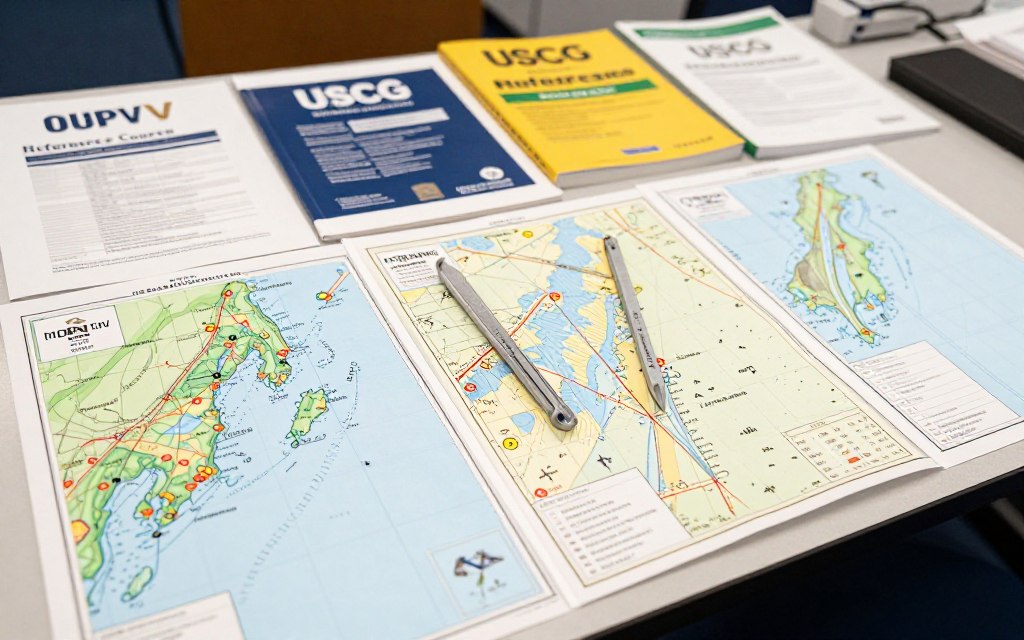 Captains License in Maines - OUPV captain license training materials with Maine coastal navigation charts