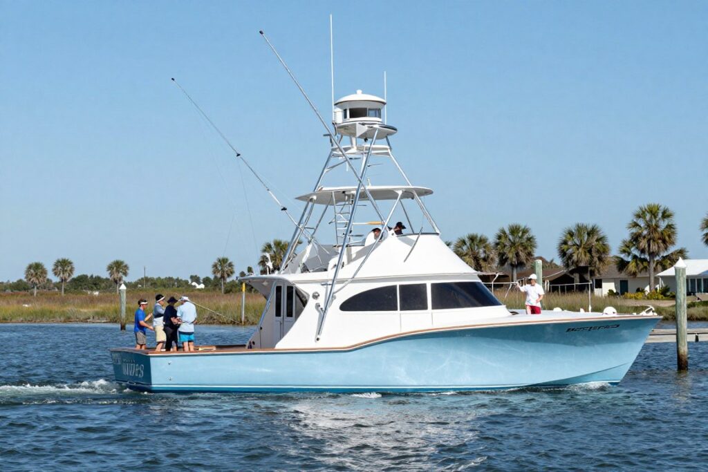 South Carolina charter fishing vessel operating legally with proper state permits and federal licensing