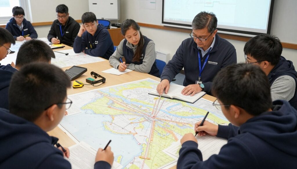 Captain license training course classroom session new hampshire with charts