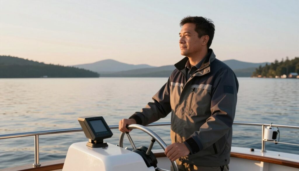 New hampshire captain on vessel looking toward bright maritime career future