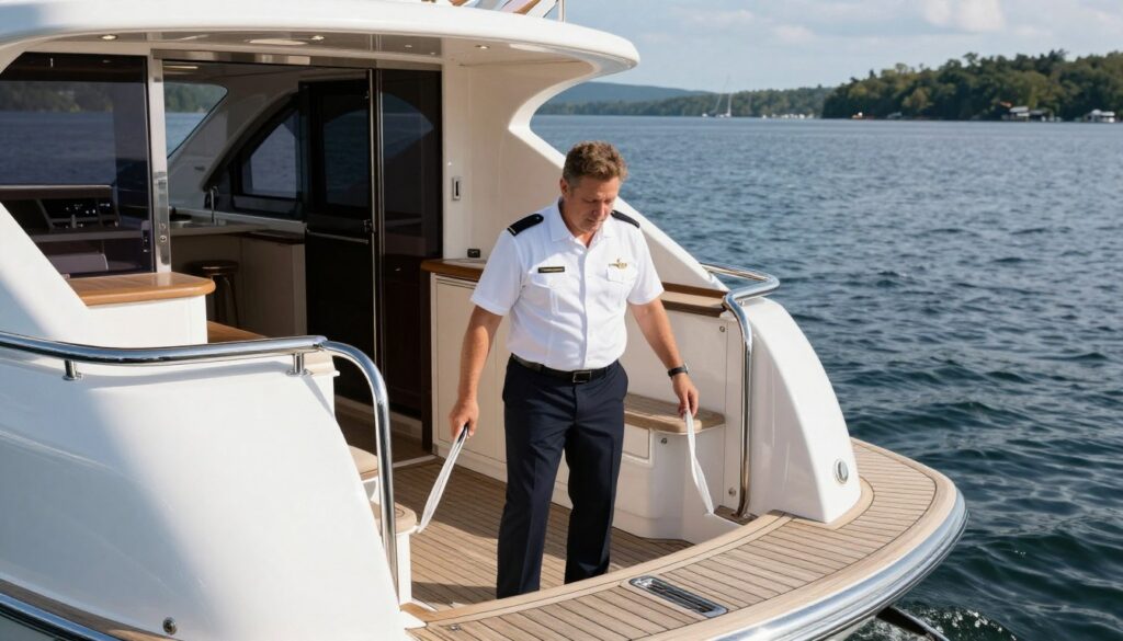 Professional yacht captain preparing luxury vessel new hampshire waters