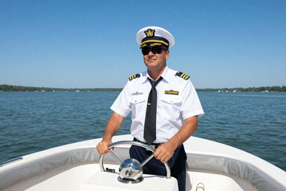 Captain operating vessel on Oklahoma lake