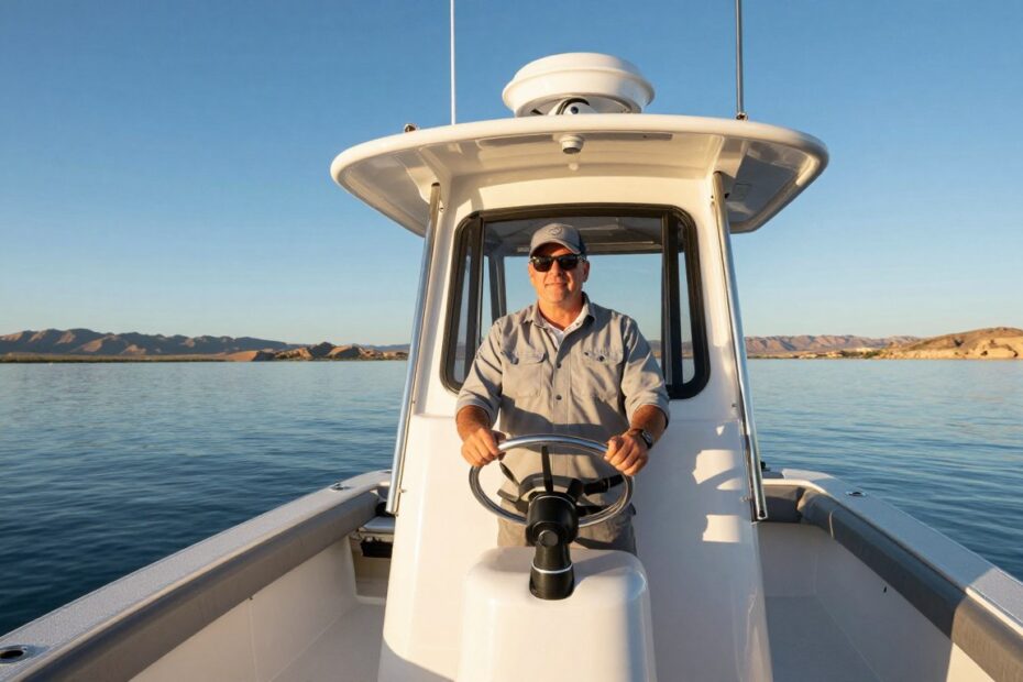 Professional captain operating vessel on Elephant Butte Lake New Mexico